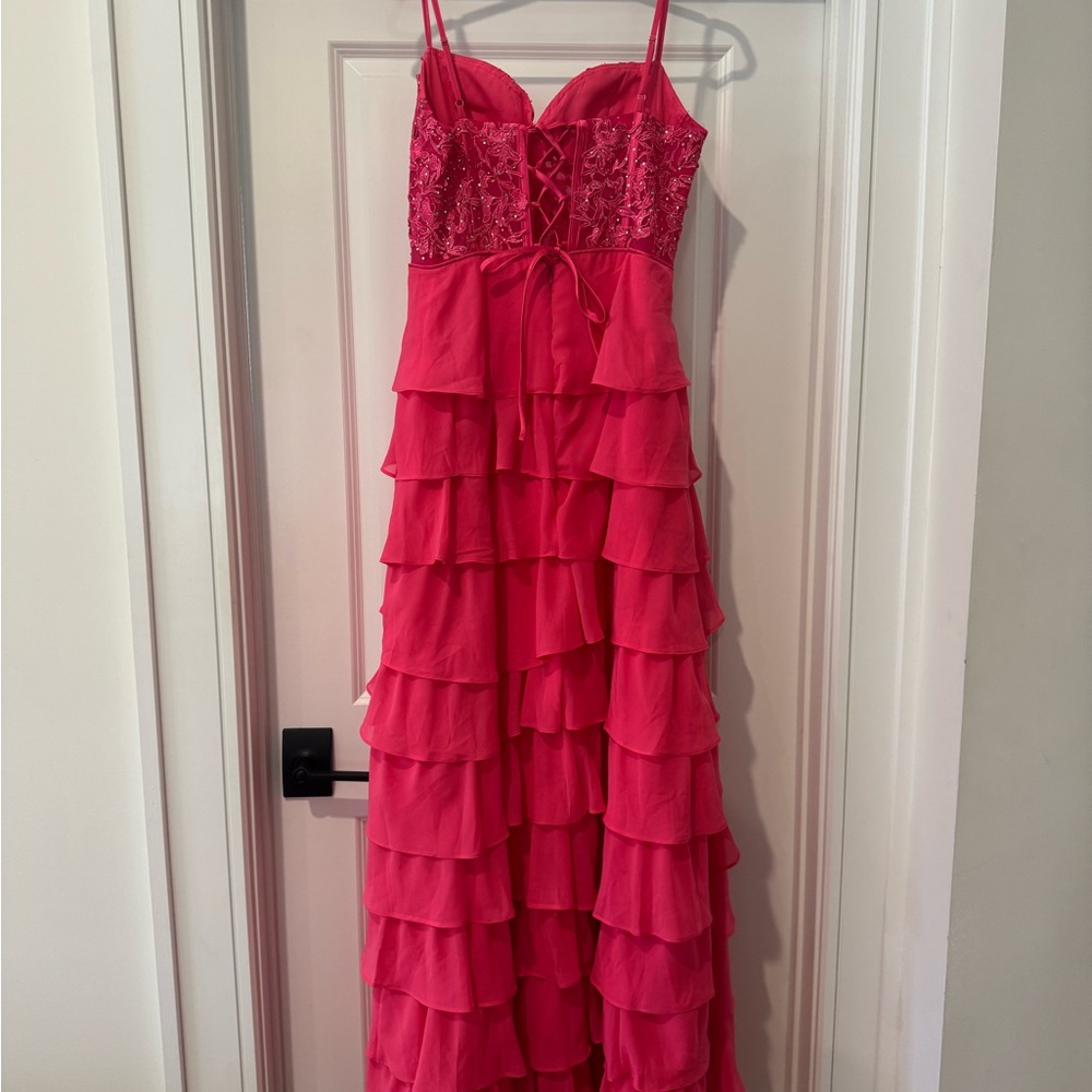 Pink Ruffled prom dress - Picture 3 of 6